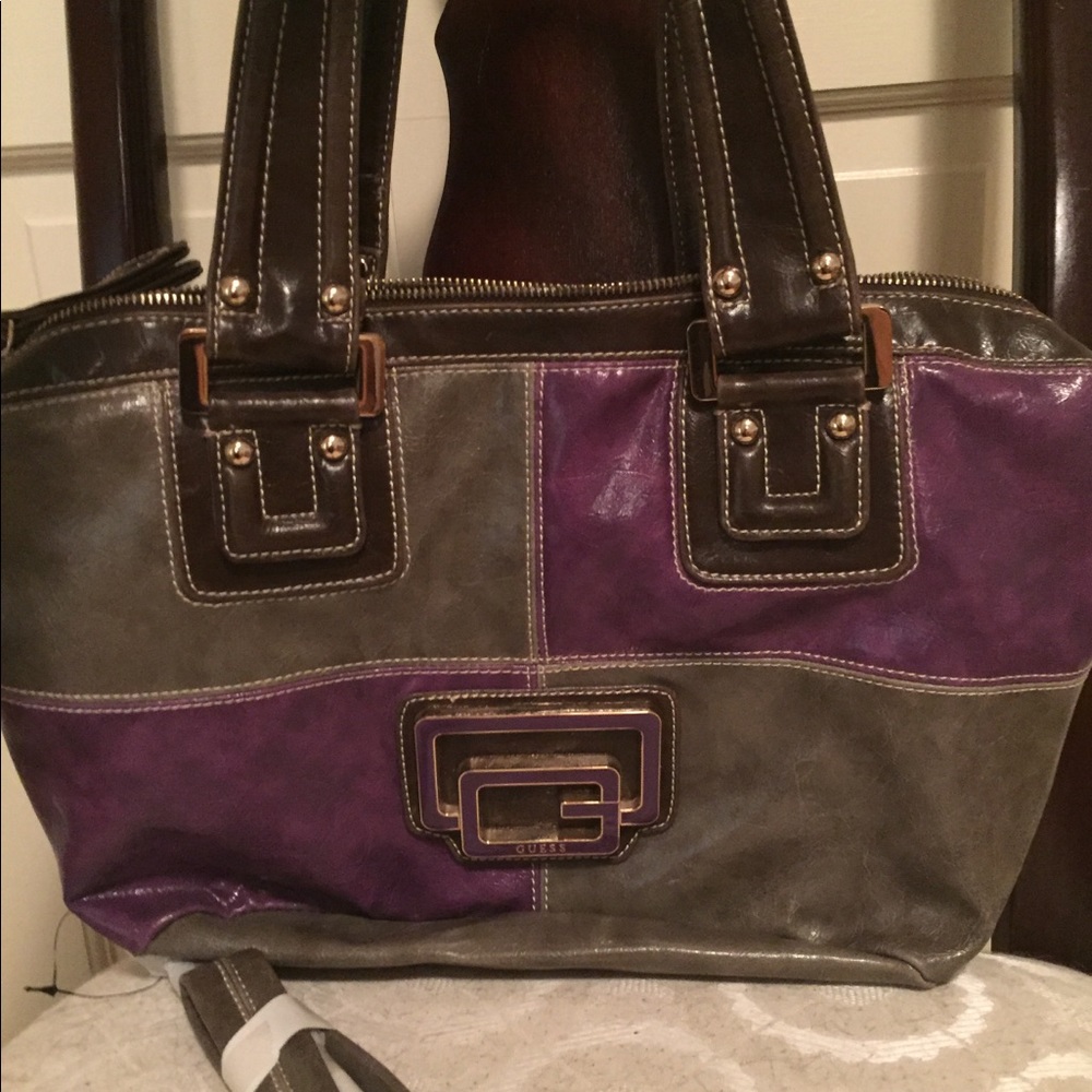 Purple and grey guess purse